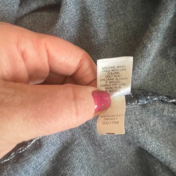 Women's XS J.Jill Denim Midi Blue Jean Dress Roll Tab Sleeves Collared Buttons - Picture 9 of 9